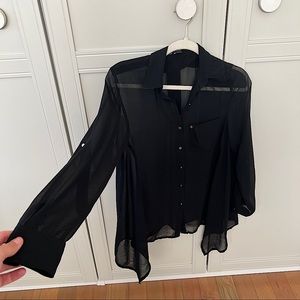 Sheer Black Button Down